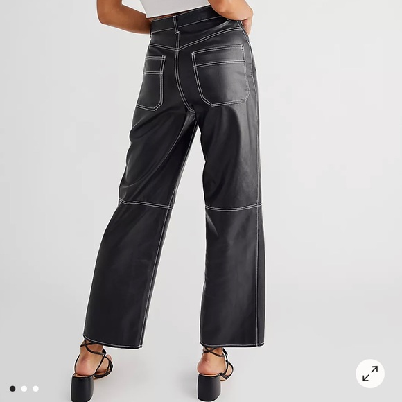 Free People Black Leather Pants - Picture 1 of 4